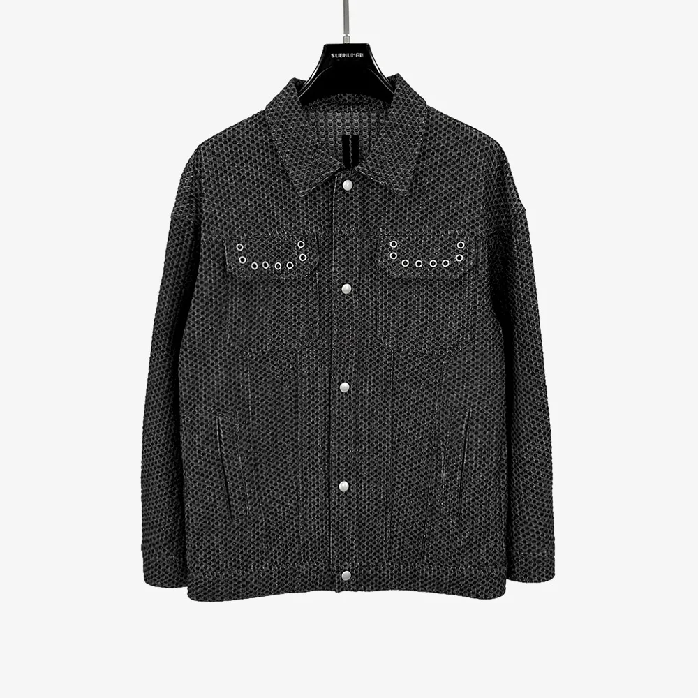 

2024AW High Street Vintage Mesh Distressed Workwear Casual Jacket Men Women Fashion Comfortable Coats
