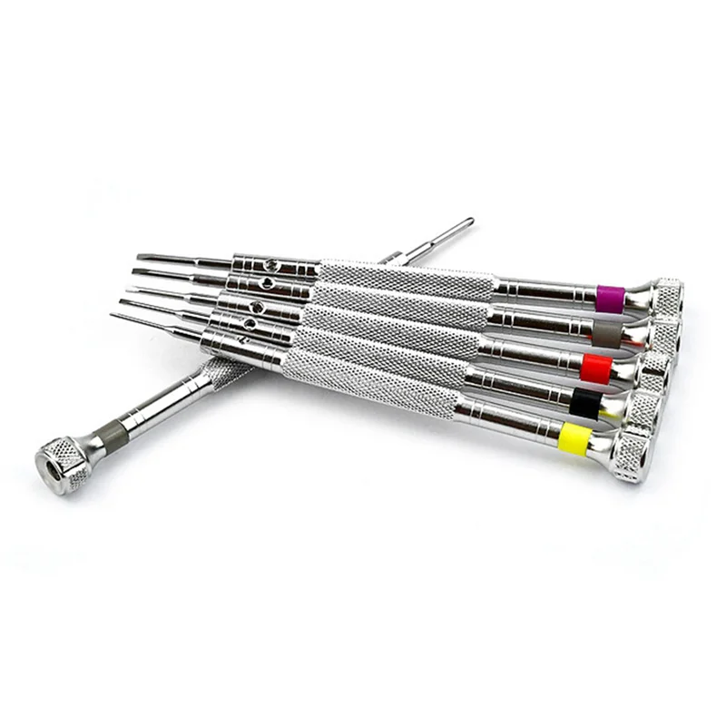 AOAO-6Pcs مفكات ساعة فولاذية و6 قطعة مجموعات لقمة ثقب احتياطية لصانع الساعات إزالة وضبط أدوات إصلاح نظارات الساعة #4