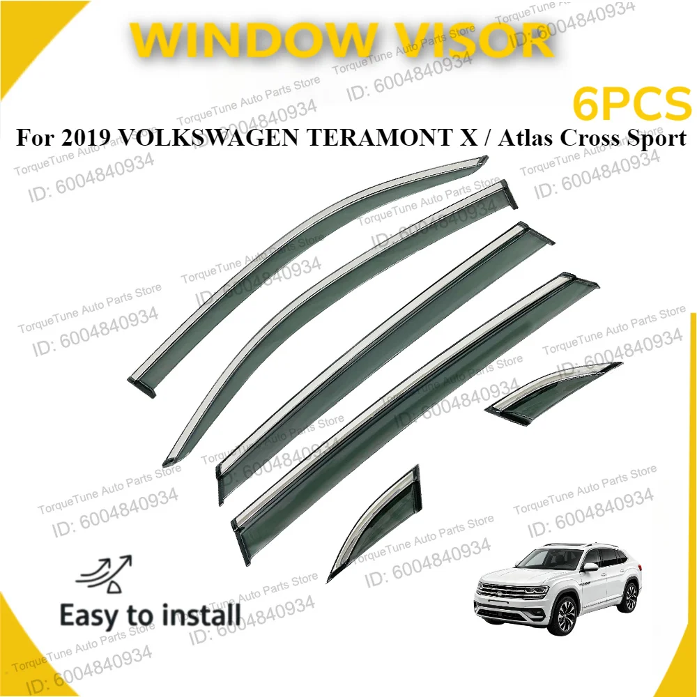 Custom Fit6-Piece Window Deflector Set for VOLKSWAGEN Atlas Cross Sport Teramont X 2019-Ultimate Sun Visor and Rain Guard Shield