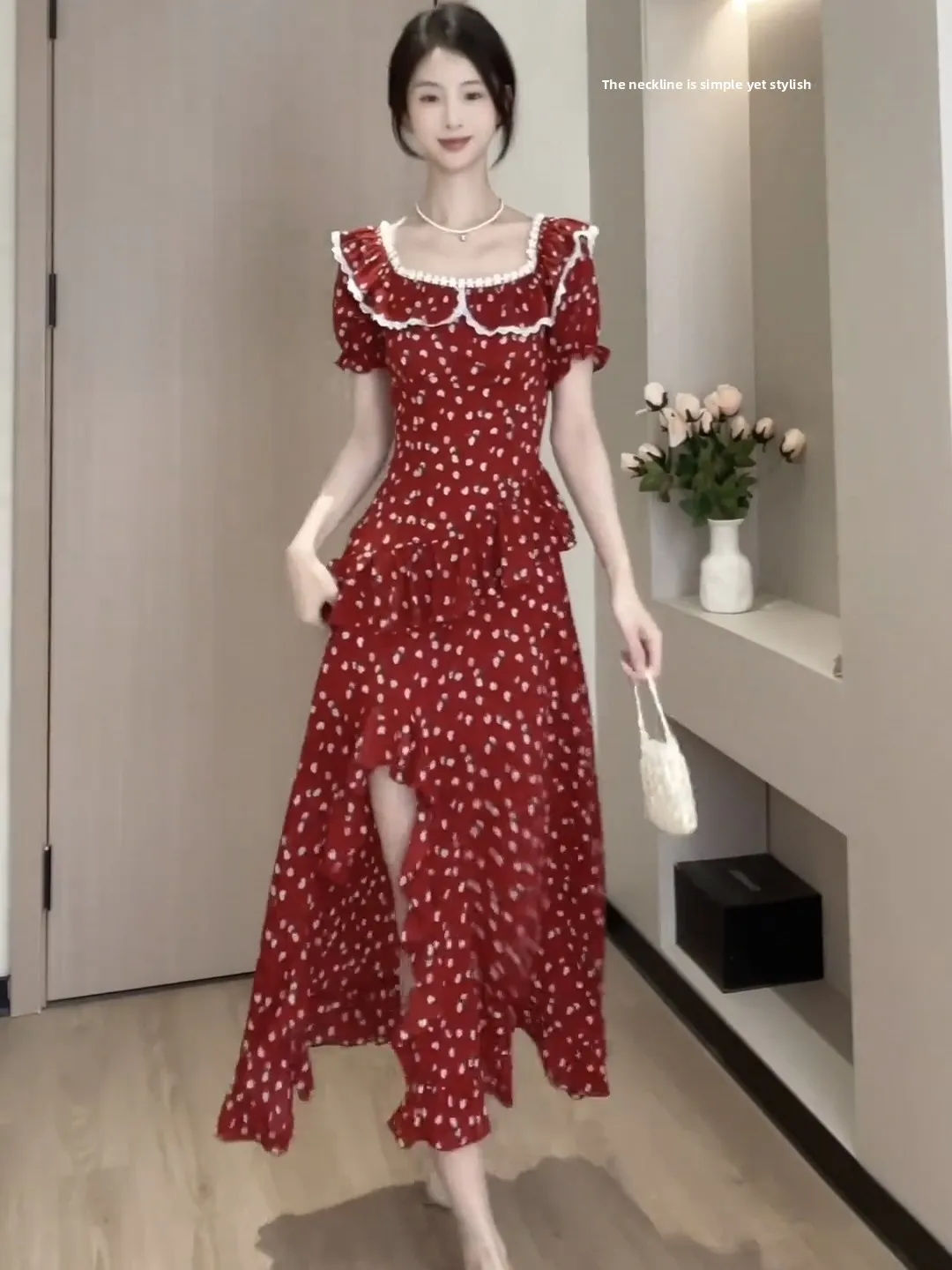 

Новинка! Летнее платье больших размеров с завышенной талией, асимметричное, в стиле ретро, с цветочным принтом, воротником «Питер Пэн», А-силуэта, длинное, повседневное, свободного кроя, с высокой талией.