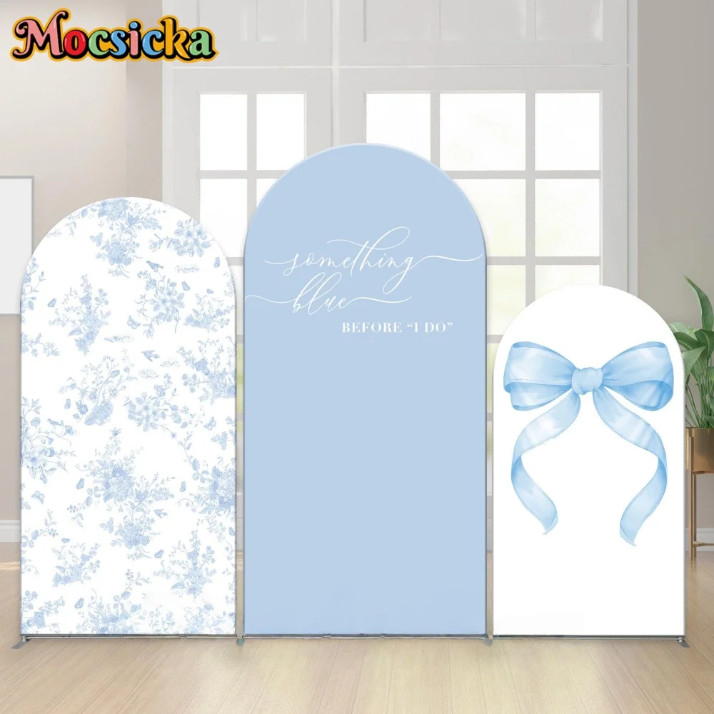 

Mocsicka Blue Floral Bloom Custom 2-Sided Kids Birthday Party Baby Shower Covers Arch Background Decor Backdrop Photo