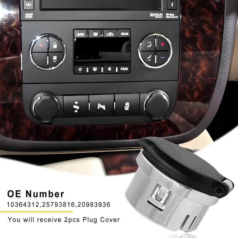 2Pcs Dash Power Outlet Cover  20983936 For Chevrolet Tahoe Silverado Suburban Sierra GMC Cadillac Yukon 2007-2013 Auto Accessory