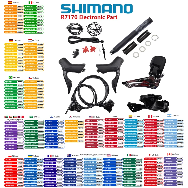 

Shimano 105 Series Di2 Groupset R7170 Without Crankset/Electronic Part 2x12s For Road Bike No Crankarm No Chainring Original