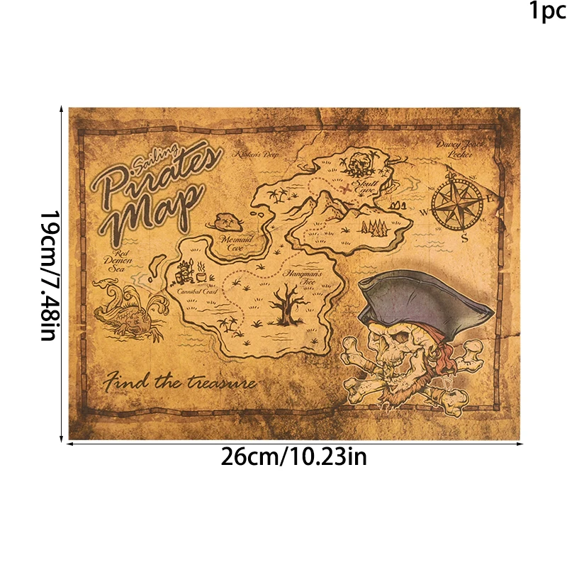 Pirate Treasure Map Retro Kraft Paper  Poster Maps Treasure Hunt Game Toy Cosplay Stage Props DIY Home Room Bar Art Wall Sticker