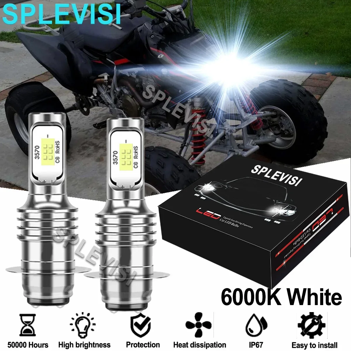 

2x HID White Motorcycle Headlight Bulbs Repace Kit For Honda TRX450 ER Electric Start 2006–2014 TRX400X 2x4 2009–2014