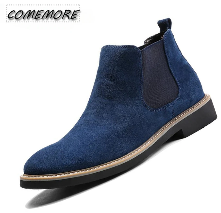 2024 New Casual Shoes Man Spring New Fashion Casual Men Ankle Chelsea Boots Male Shoes Cow Suede Leather Slip on Motorcycle Boot