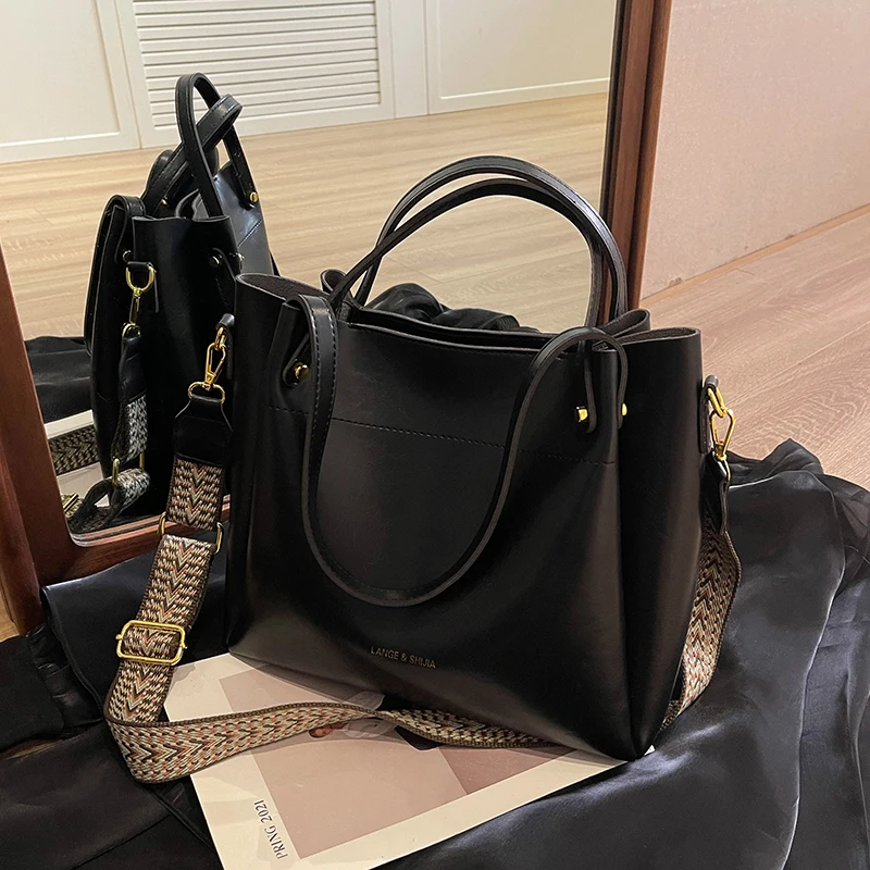 Fashion Trend Leather Tote Bag for Women 2023 Female Simple Large High Capacity Shoulder Side Bag Handbags and Purses