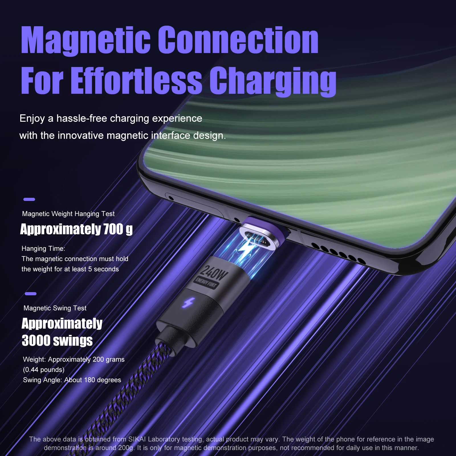 240W Magnetyczny kabel USB typu C 5A do szybkiego ładowania Kabel Micro typu C do Macbooka Samsung do iPhone'a Magnetyczny przewód ładowarki — zdjęcie produktu 3