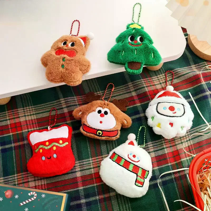 Lindo llavero de felpa de Navidad de dibujos animados Kawaii muñeco de nieve árbol de Navidad muñeca juguetes encanto mochila bolso colgante accesorios regalos