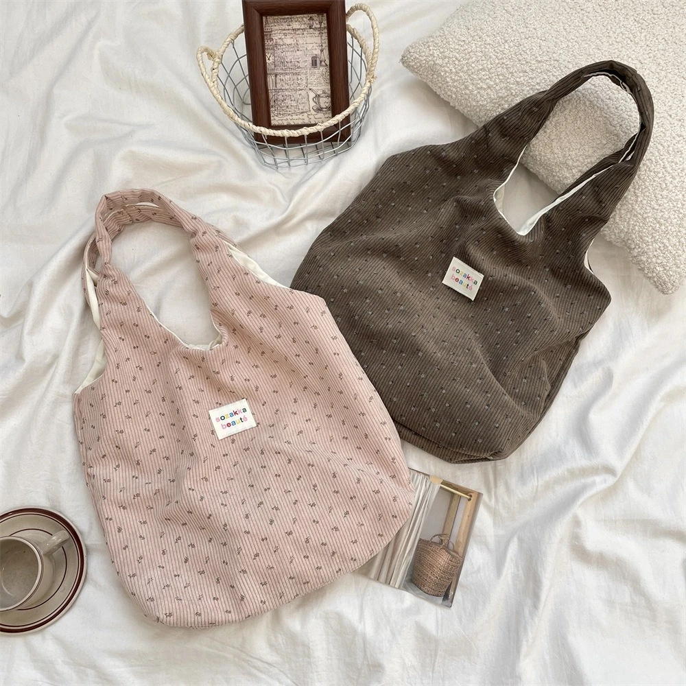 الكورية المرأة الخريف والشتاء سروال قصير حقيبة كتف حقيبة تسوق كتب حمل الإناث حقيبة يد صديقة للبيئة قابلة لإعادة الاستخدام البقالة المتسوق المحفظة #3