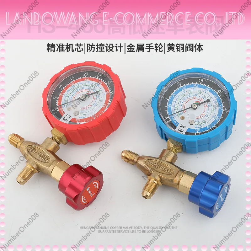R134a R22 R410a Refrigerant Single Gauge 1-Way Air Conditioning Pressure Gauge for HVAC Charging