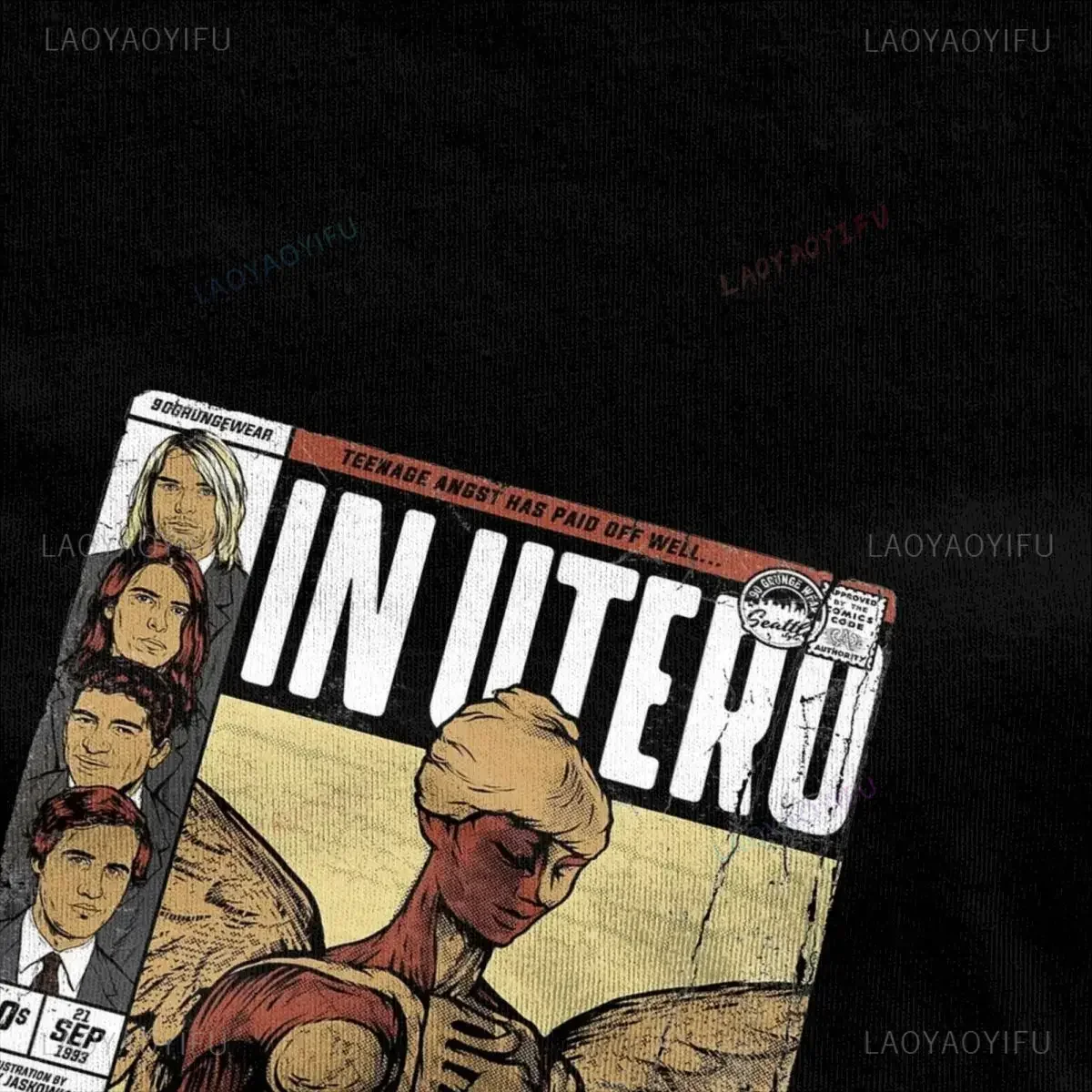 Fashion in Utero '93 Active Men Cotton TShirt Casual in Utero Kurt Cobain T Shirt Vintage Comics 90s Women Adult Clothes Tops