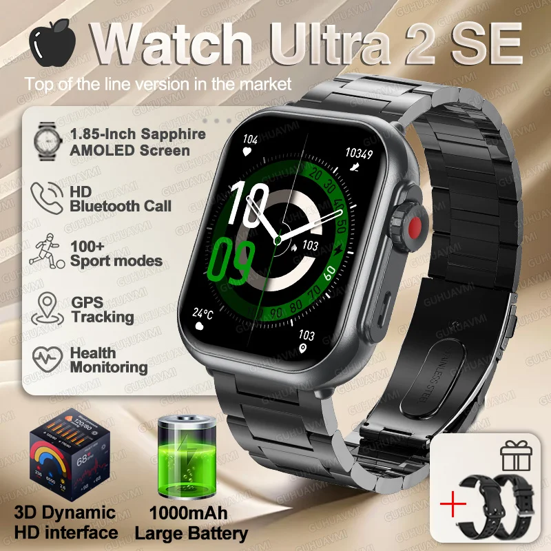 Für IOS Uhr Ultra 2 SE Männer Frauen Smart Armband 1000 mAh Batterie GPS AMOLED Display Bluetooth Anruf Sport wasserdichte Intelligente Uhr