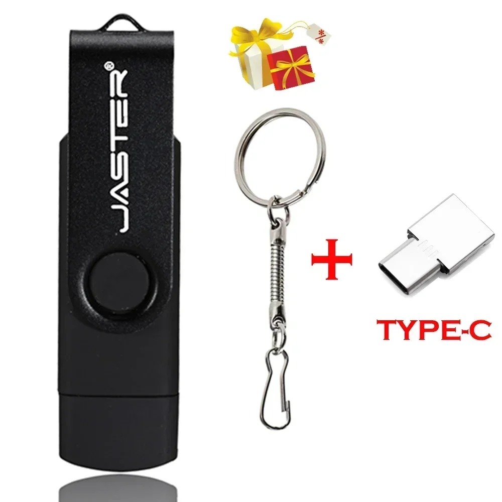 Chiavette USB JASTER 3in1 OTG Disco U ad alta velocità Chiavetta di memoria girevole da 64 GB Adattatore TYPE-C gratuito Regalo aziendale Chiavetta micro USB