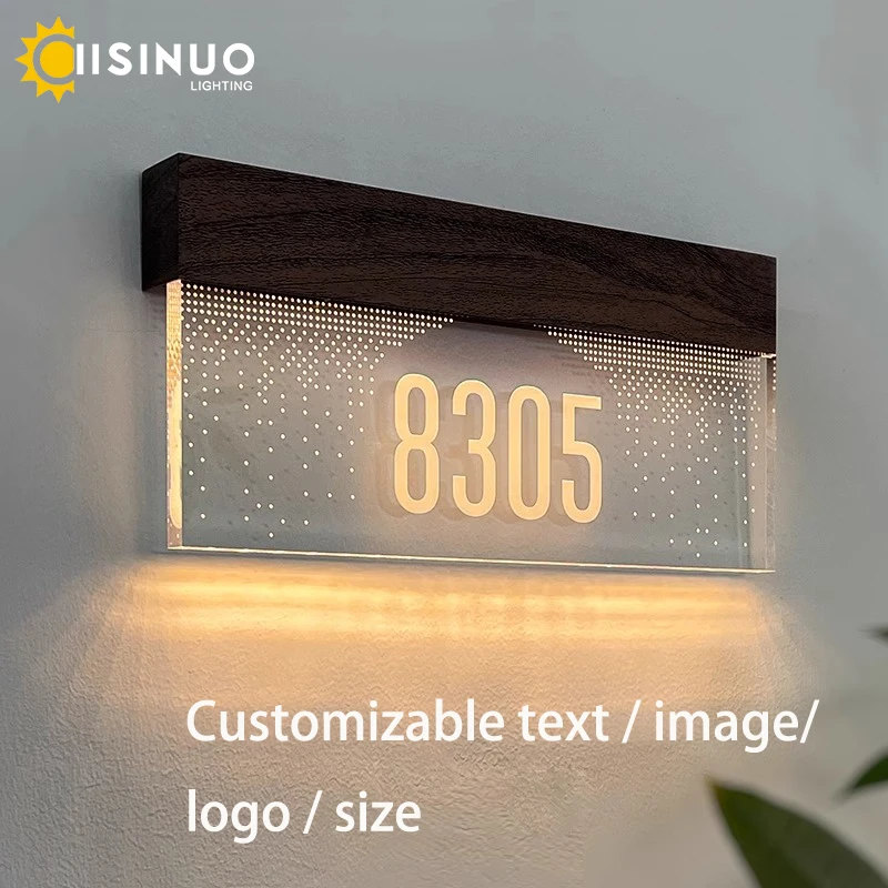 Custom Room Number Lamp for Esport Hotel Apartment Office Branded Logo Decora LED Illuminated Door Number Lighting for KTV Hotel