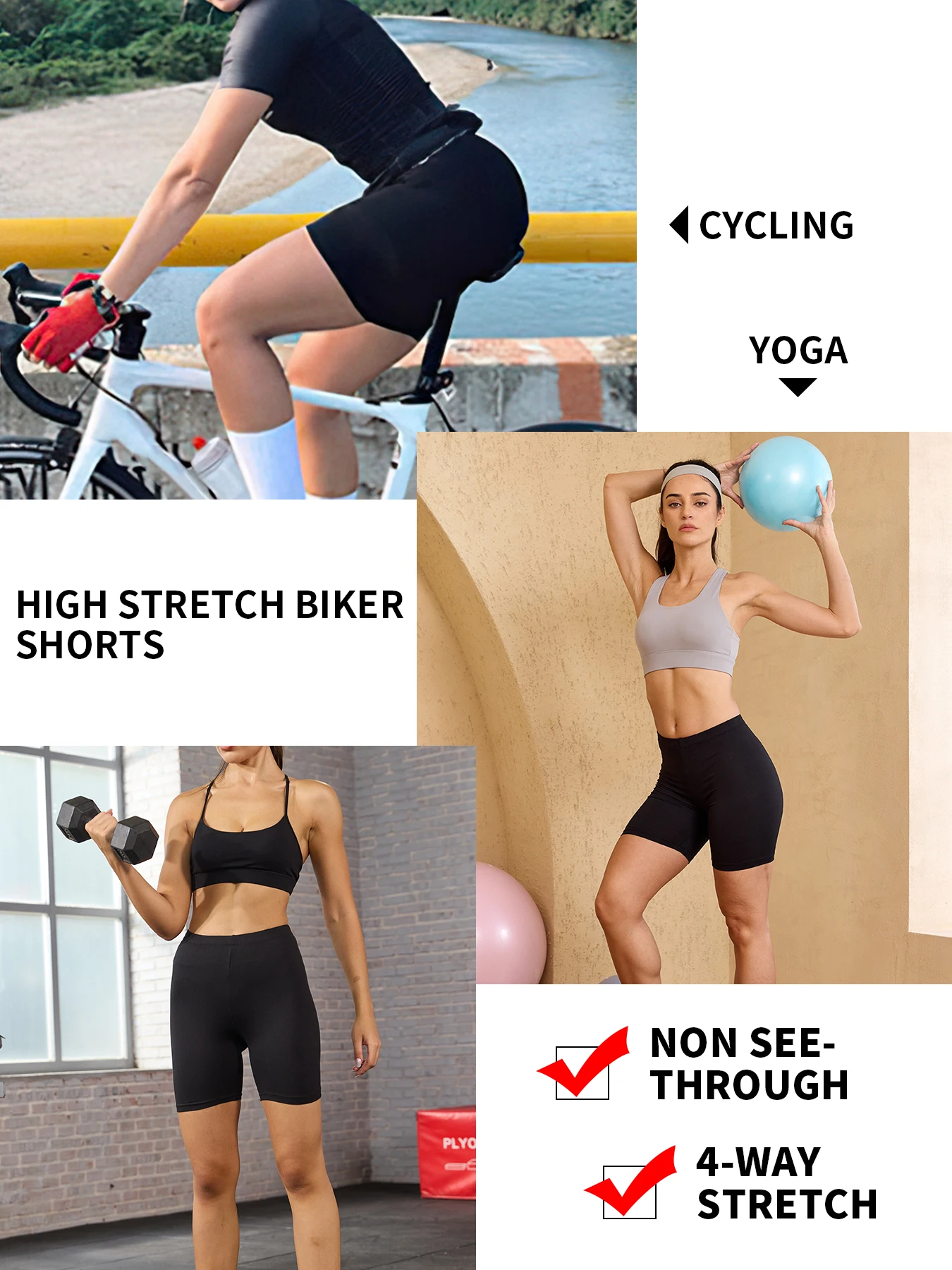 5 Pack Women's Super Soft Biker Shorts High Stretchy No See Through Workout Running Yoga Athletic 6"Inseam Push Up Gym Fitness