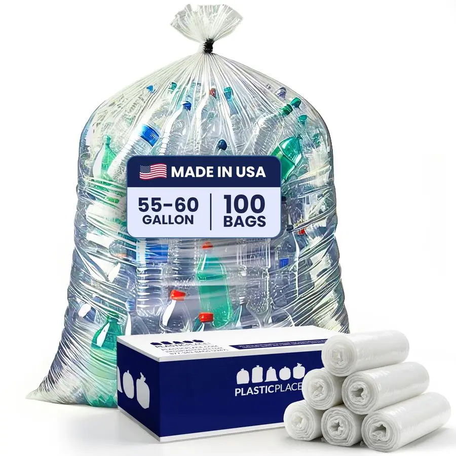 

Мешки для мусора на 5560 галлонов, прозрачные вкладыши для мусорных баков емкостью 1,5 миль, рулоны, 38 x 58, 100 шт.