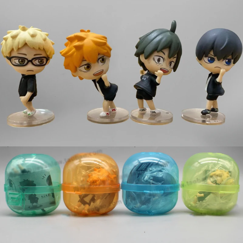 

4pcs Shoyo Hinata Volleyball Doll Cute Tobio Kageyama Tadashi Yamaguchi Kei Tsukishima Figures Twisted Egg Ball PVC Model Toys