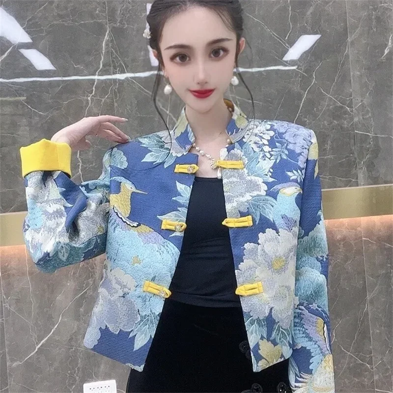 Oversized Women's Clothes European Style Printed Coat Spring And Autumn 2023 New Fashion Design Sense Small Crowd Cardigan Top