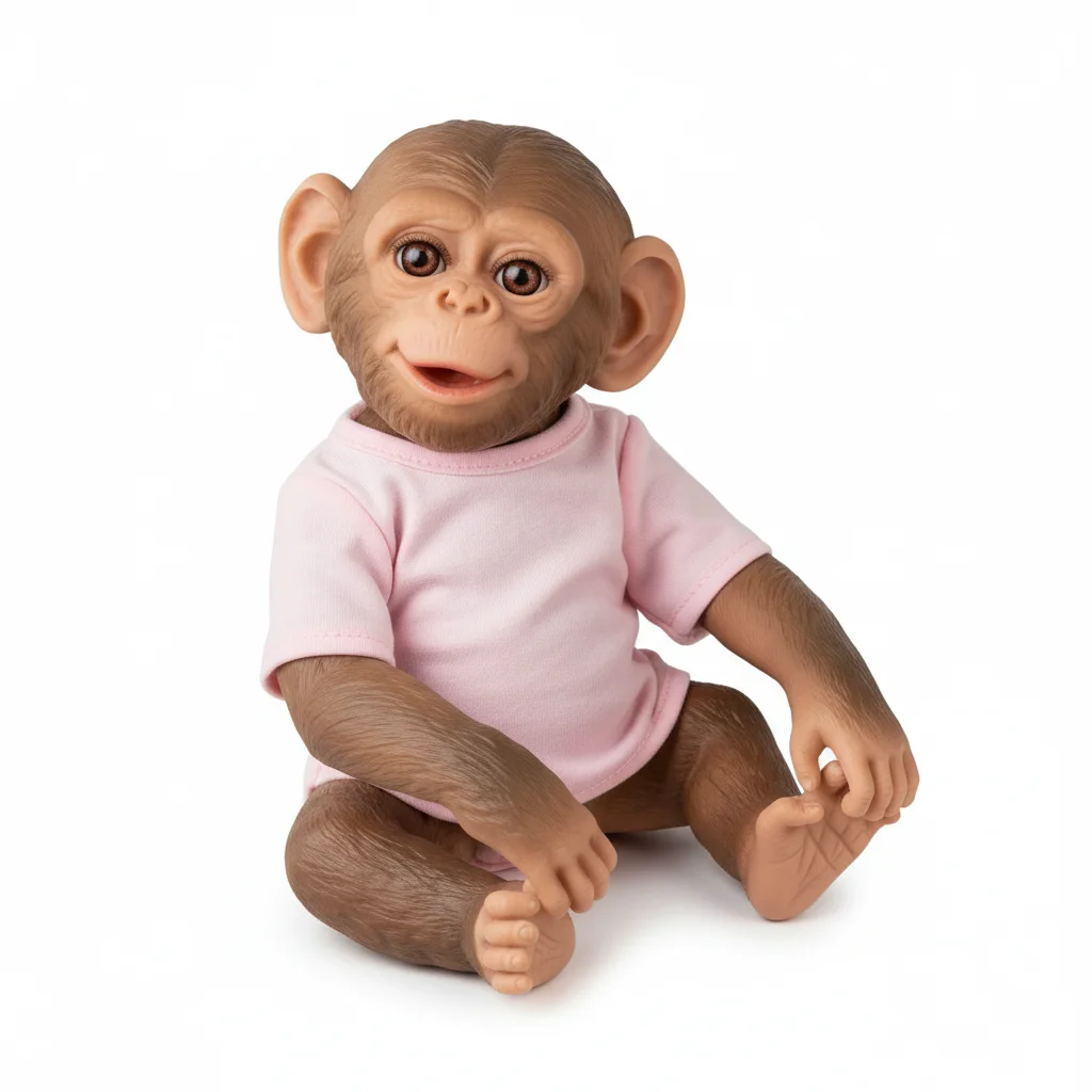 NPK 19'' Handmade Full Body Vinyl Reborn Baby Monkey Lifelike Soft Touch Collectible  Art Doll