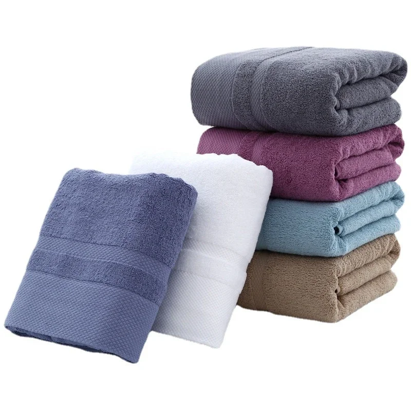 

100% Pure Cotton Large Bath Towel Solid Color Striped Jacquard Beach Towel for Hotel Support Custom LOGO Soft Highly Absorbent