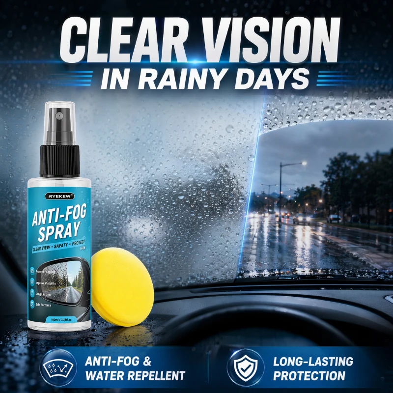 Car Windshield Anti Fog Spray Glass Coating Rain Repellent Defogger for Mirror Glasses Anti-Fog Treatment