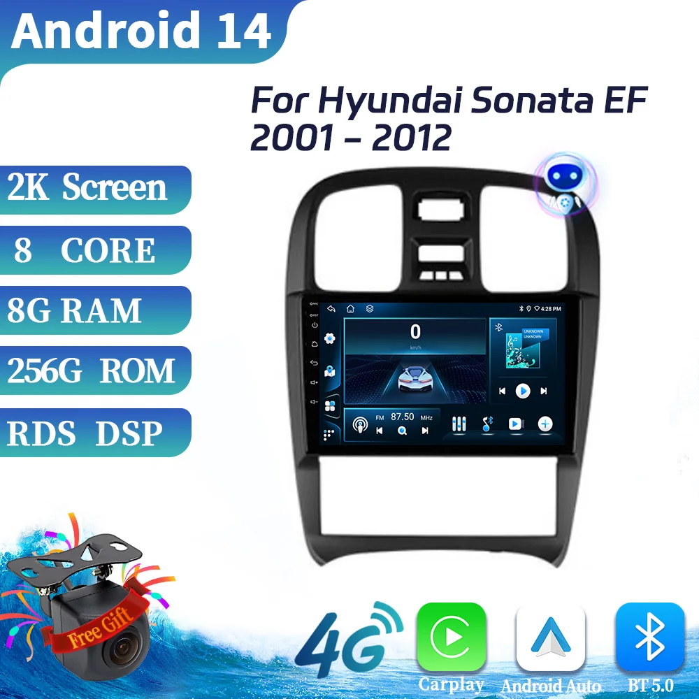 Android 14 For Hyundai Sonata EF 2001-2012 Car Radio Multimedia Player Navigation 4G Stereo GPS Wireless BT Carplay Touch Screen 