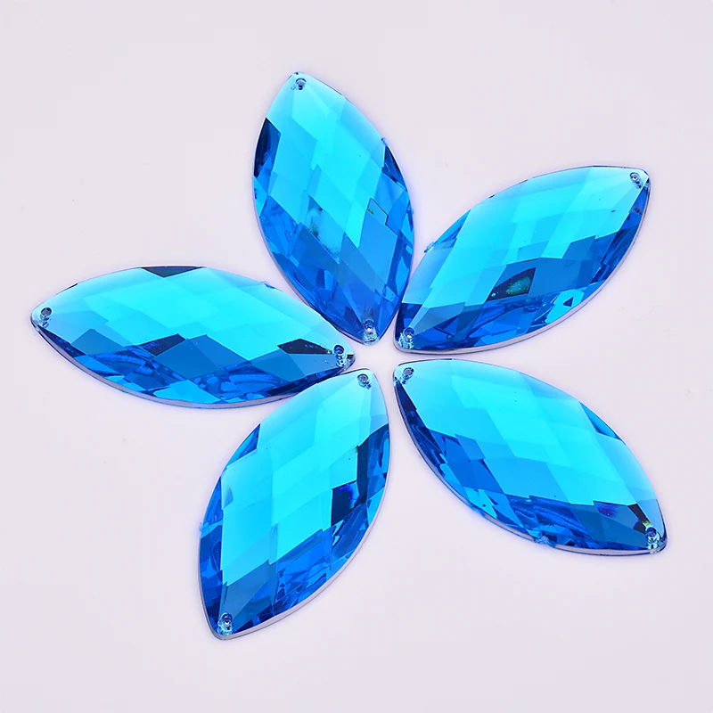 JUNAO 30*62mm Naai Grote Kristal AB Strass Naaien Paard Oog Acryl Stenen Applicaties Platte Achterkant Strass diamant