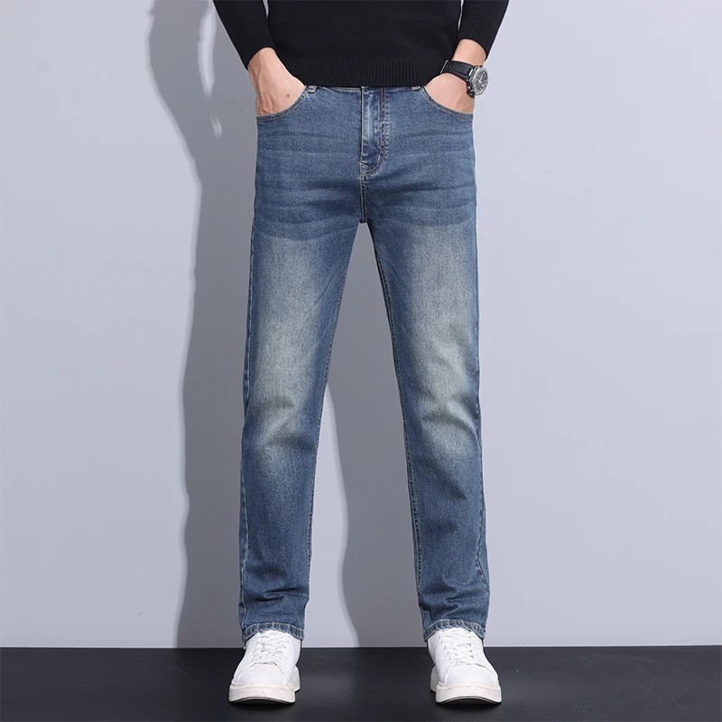 2024 new case fashion trend Youth light business jeans fashion versatile MEN'S loose straight pants MEN'S pants