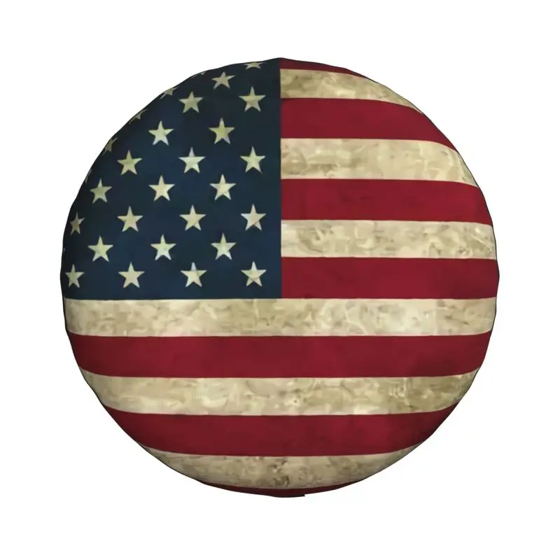 Custom USA American Flag Tire Cover 4WD 4x4 Trailer USA Rustic Spare Wheel Protector for Toyota Land Cruiser Prado 14\