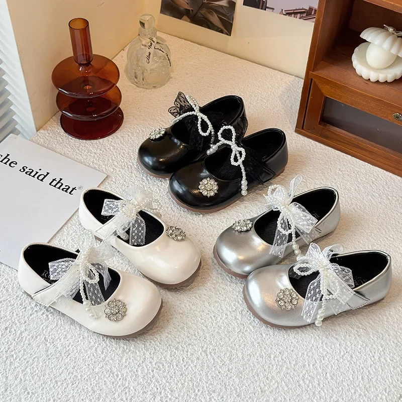 Girls Princess Leather Shoes Glossy PU Kids Causal Shoes for Wedding Party Fashion Versatile Children's Flats Simple loafers