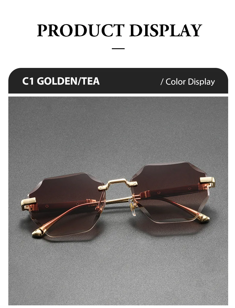 2025 neue Mann Frau Sonnenbrillen Mode Unisex Randlose Sonnenbrille Vielseitig UV400 Brillen Im Freien Fahren Trend C8880-1 – Detail 14