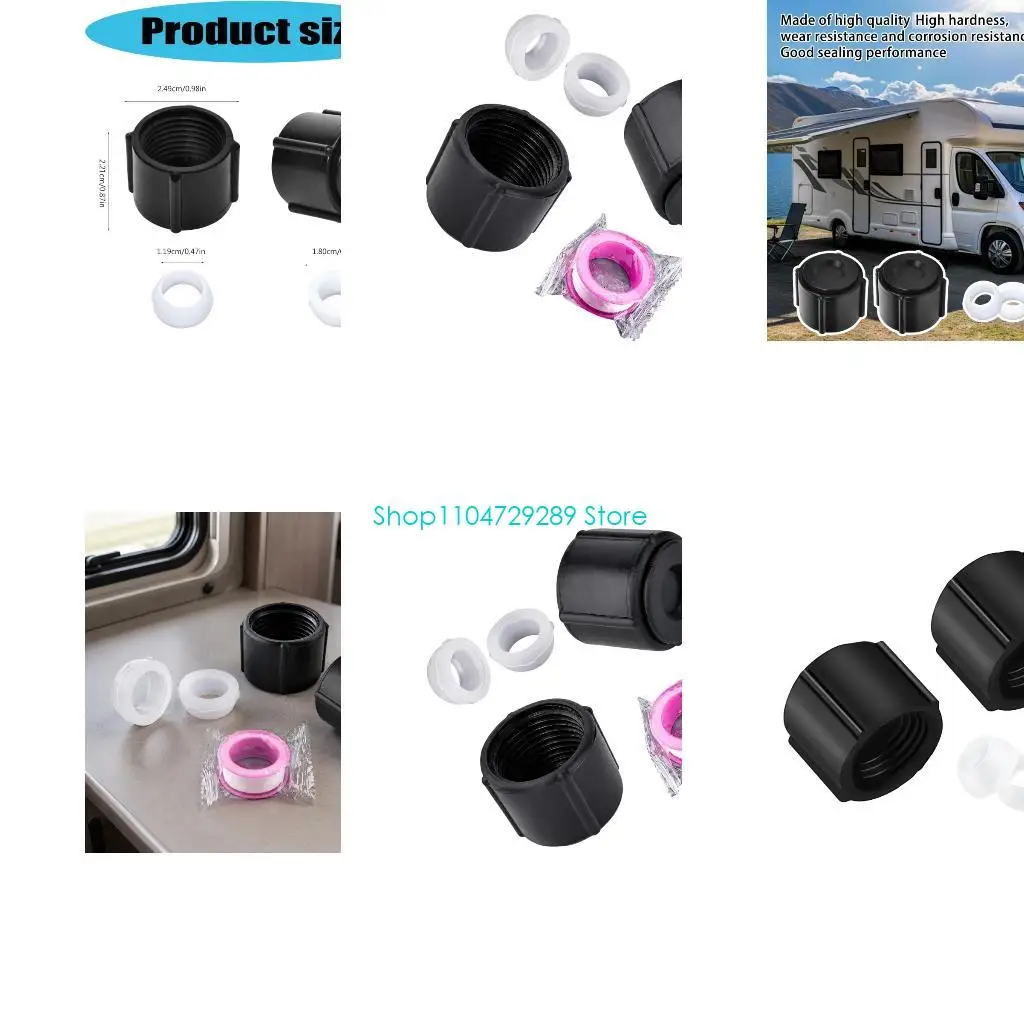 D8KE Low Point Drain Replacement Cap Set for Trailer Owners, ABS Threaded Drain Seal with Insert Pieces for Storage Sealing and