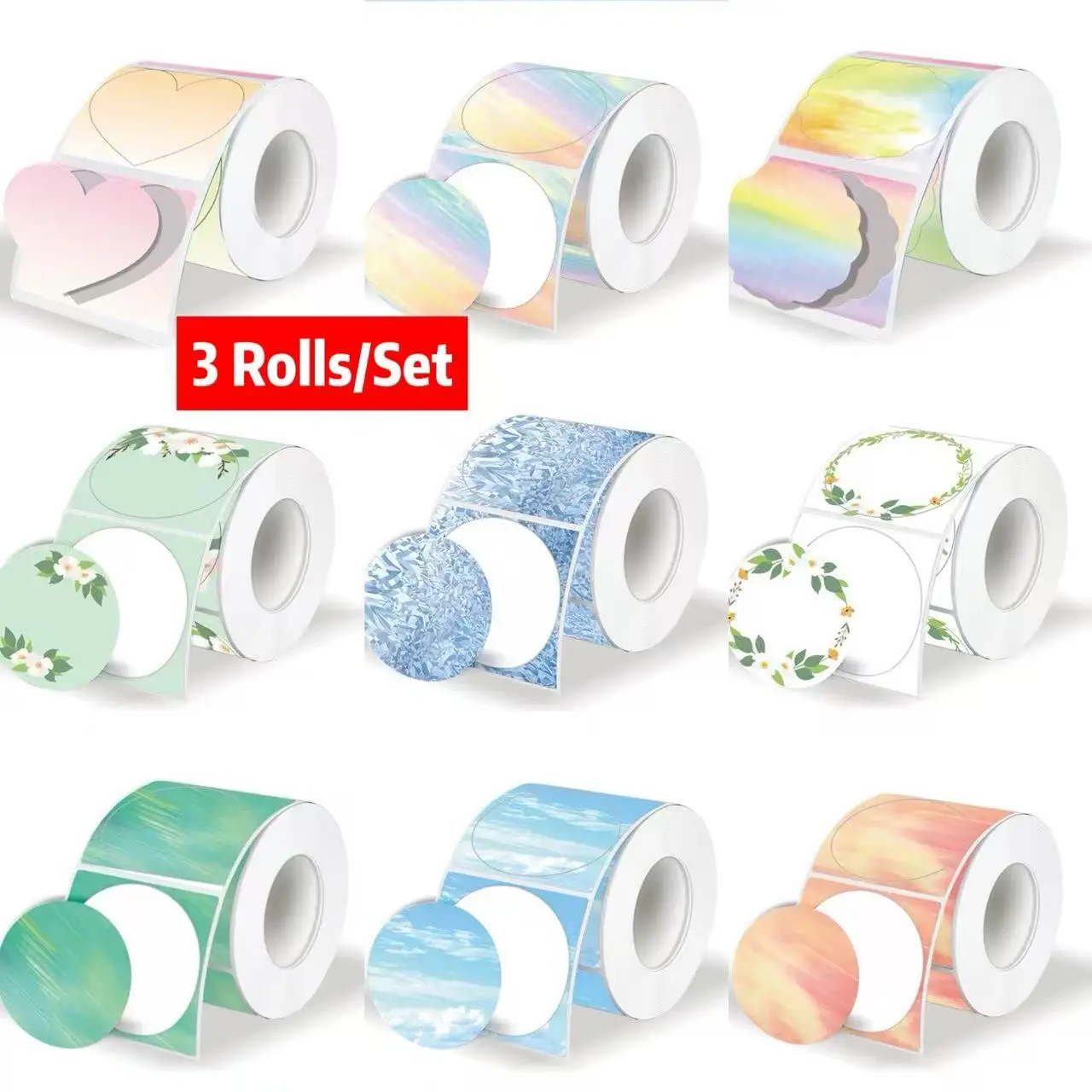 (3 Rolls)For Phomemo M110 / M220 / M200 Marklife P50 , QLabel E210  Clabel 221B Printer white and color thermal sticker label