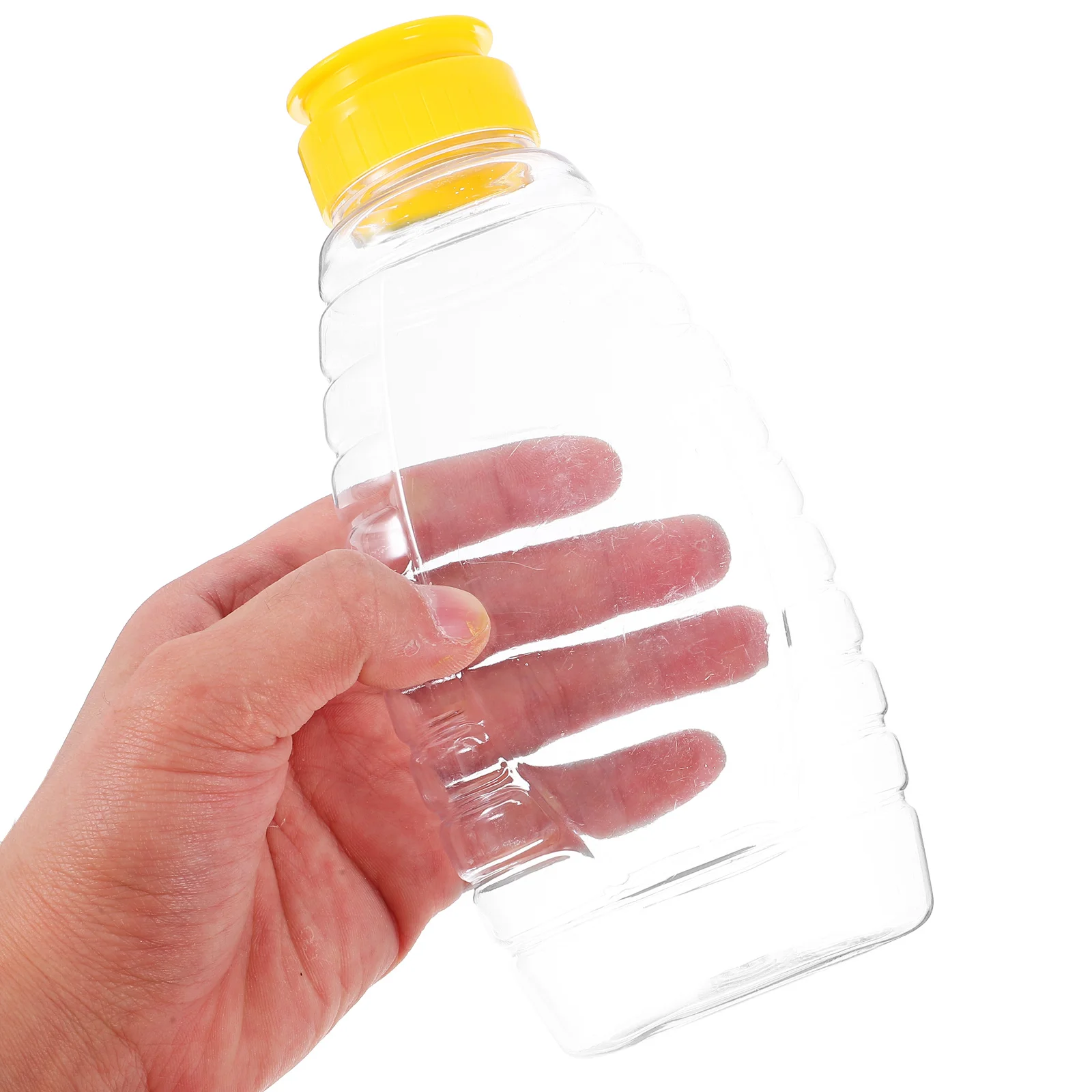 4 pçs garrafa de mel plástico transparente reutilizável tampa compacta selada para casa churrasco molho geléia salada molho recipiente 500g capacidade