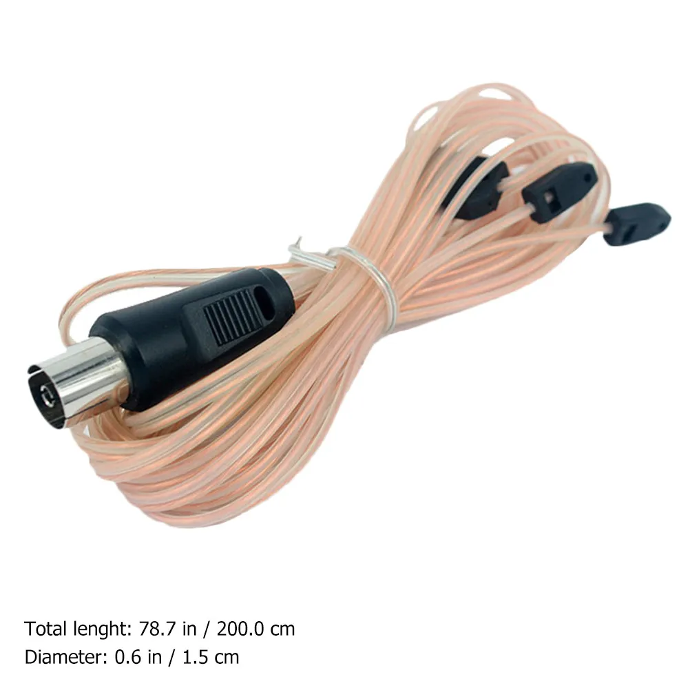 2M Fm Antenna for Radio Coaxial Cable Wire with Straight Female Connector Pure Copper Core Strong Signal Reception Indoor Stereo