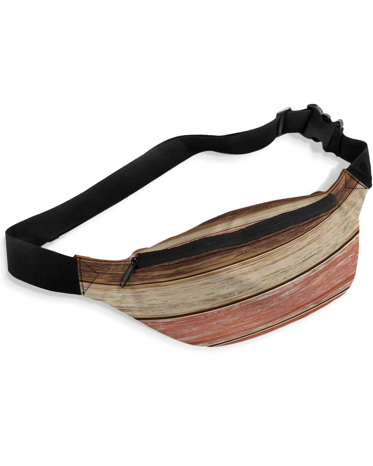 Rustic Retro Wood Grain Texture Red Waist Packs Shoulder Bag Unisex Messenger Bag Casual Fashion Fanny Pack for Women