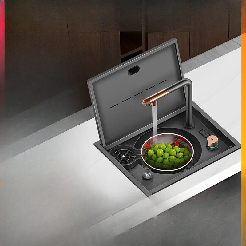 

Slow down invisible square round sink set, mini cup washer, small single slot, Zhongdao bar counter under the counter basin