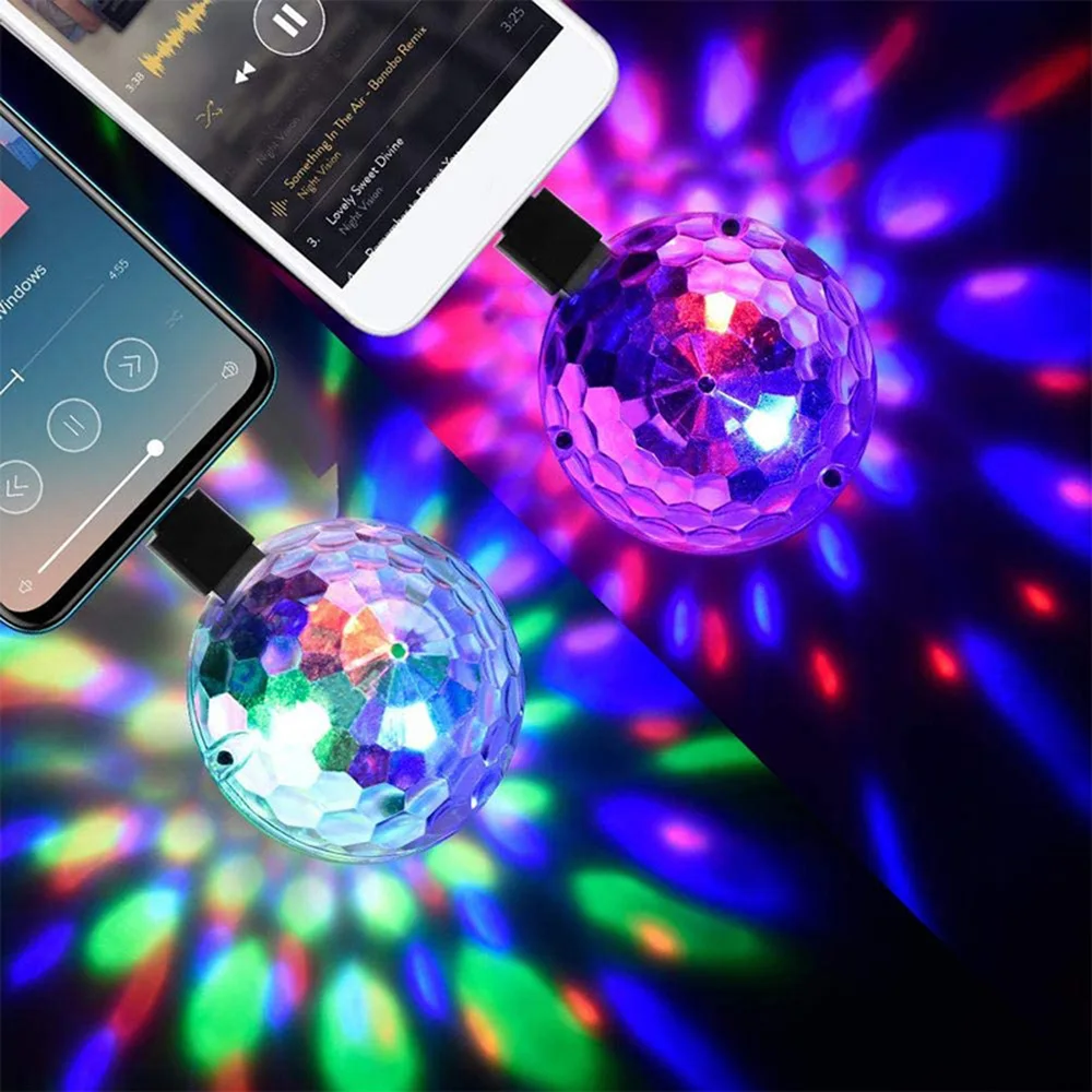 Luz LED RGB con USB para escenario de coche, lámpara portátil para DJ, fiesta familiar, Bola de colores, Bar, Club, efecto de escenario, decoración, iluminación para teléfono móvil