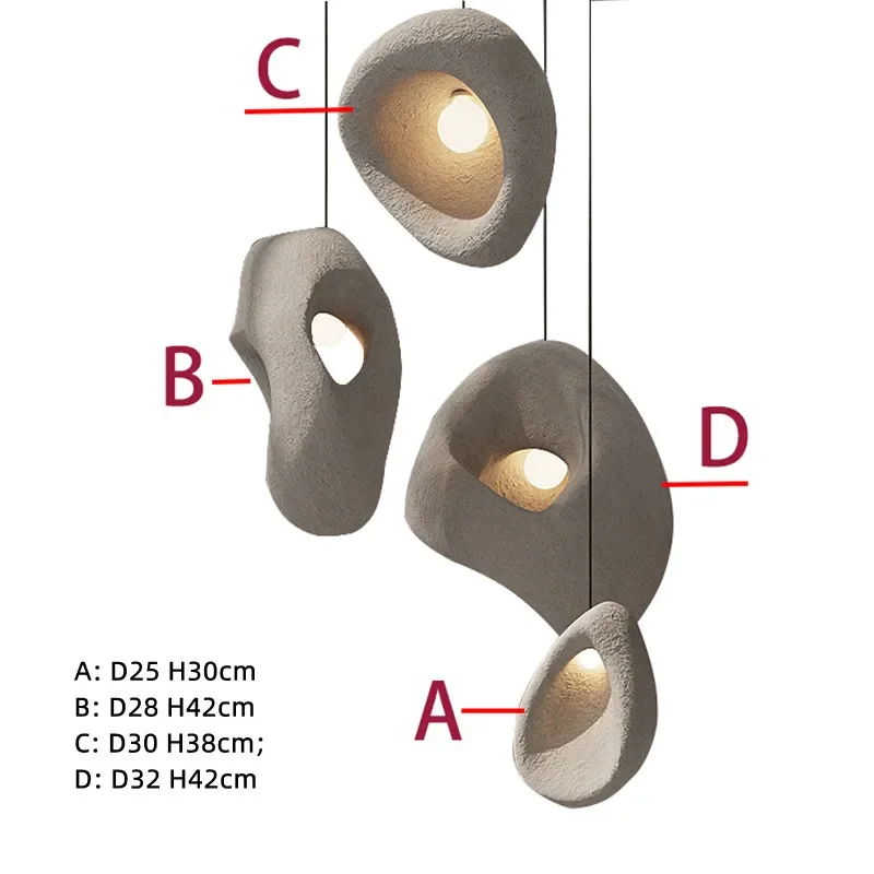 Nordic Villa Stairs Wabi Sabi E27 Led Pendant Lights Loft Bar Pendant Chandelier Lighting Irregular Lustre Hanging Lamp Fixtures