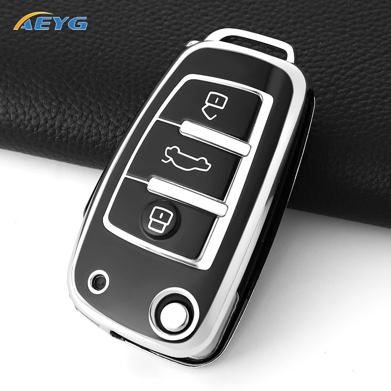 TPU Car Key Case Cover Shell Fob For Audi A3 A4 B6 B7 B8 A6 C5 C6 RS3 S1 S3 Q3 Q5 Q7 TT Protector Holder Keyless Auto Fob