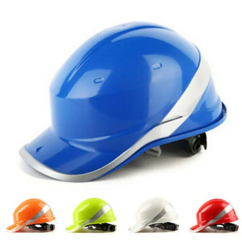 Safety Hard Hat ABS Helmet Adjustable Button with 6-Point Suspension Reflective Strip Safety Helmet for Construction Climbing