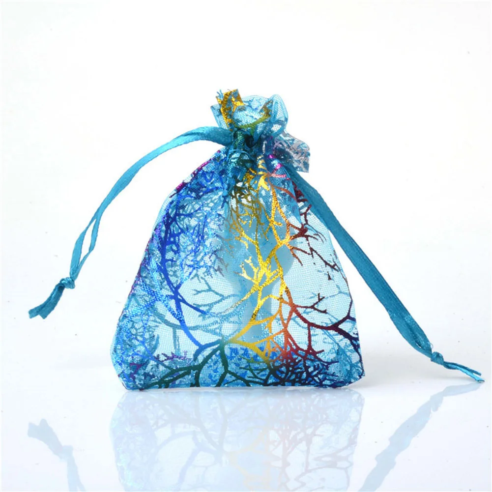 50pcs/Bag Mesh Organza Packaging Bag Portable Jewelry Bag Drawstring Bag Gift Bag Pouch Colorful Wedding Beauty Casual