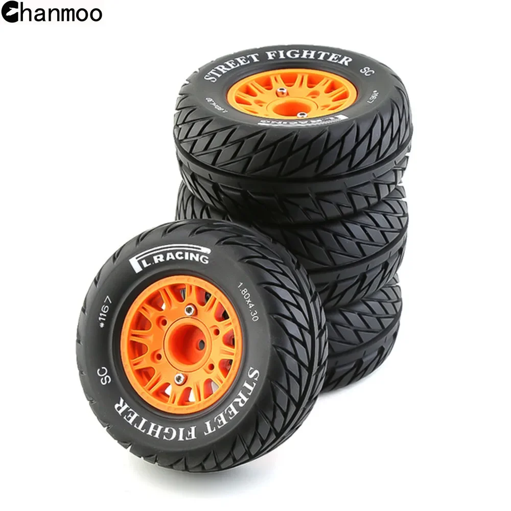 Chanmoo 4Pcs 1/8 1/10 Short Course Truck Tyre Wheel Rim Tires With 12 14 17mm Hex For RC Car Slash Arrma SENTON VKAR