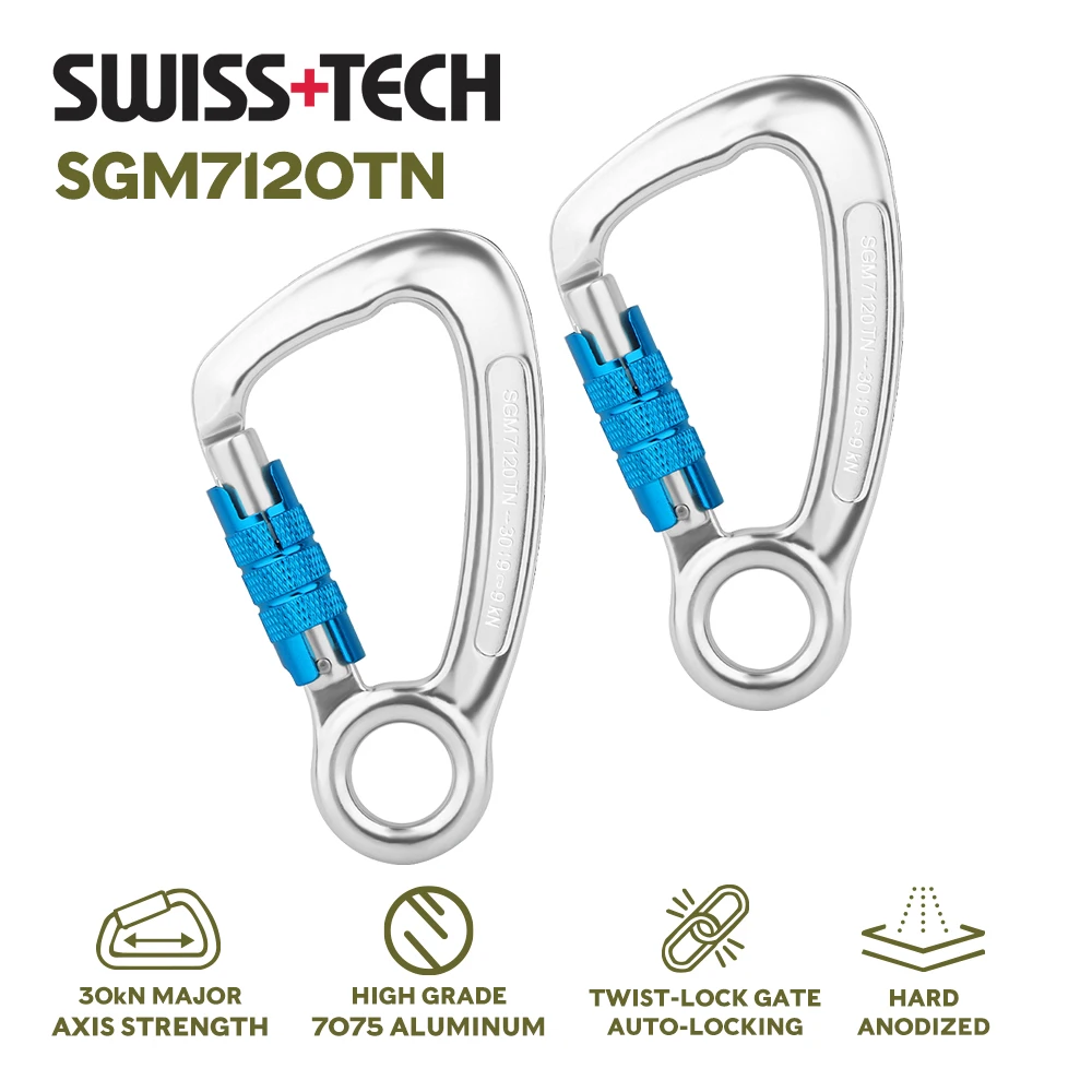 Mosquetones de Escalada Profesionales de Alta Resistencia de 30 kN, Clips de Aluminio con Bloqueo Automático, Ganchos de Seguridad Grandes, Equipo de Protección Personal para Montañismo