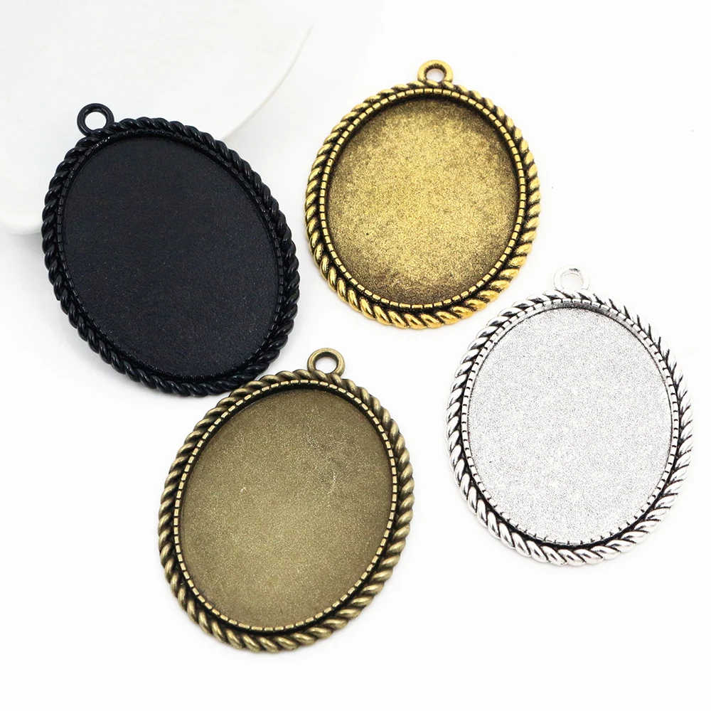 Nowa moda 5 sztuk 30x40mm wewnętrzna rozmiar 4 kolory pozłacane prosty styl Cabochon ustawienie bazy wisiorek — zdjęcie 2