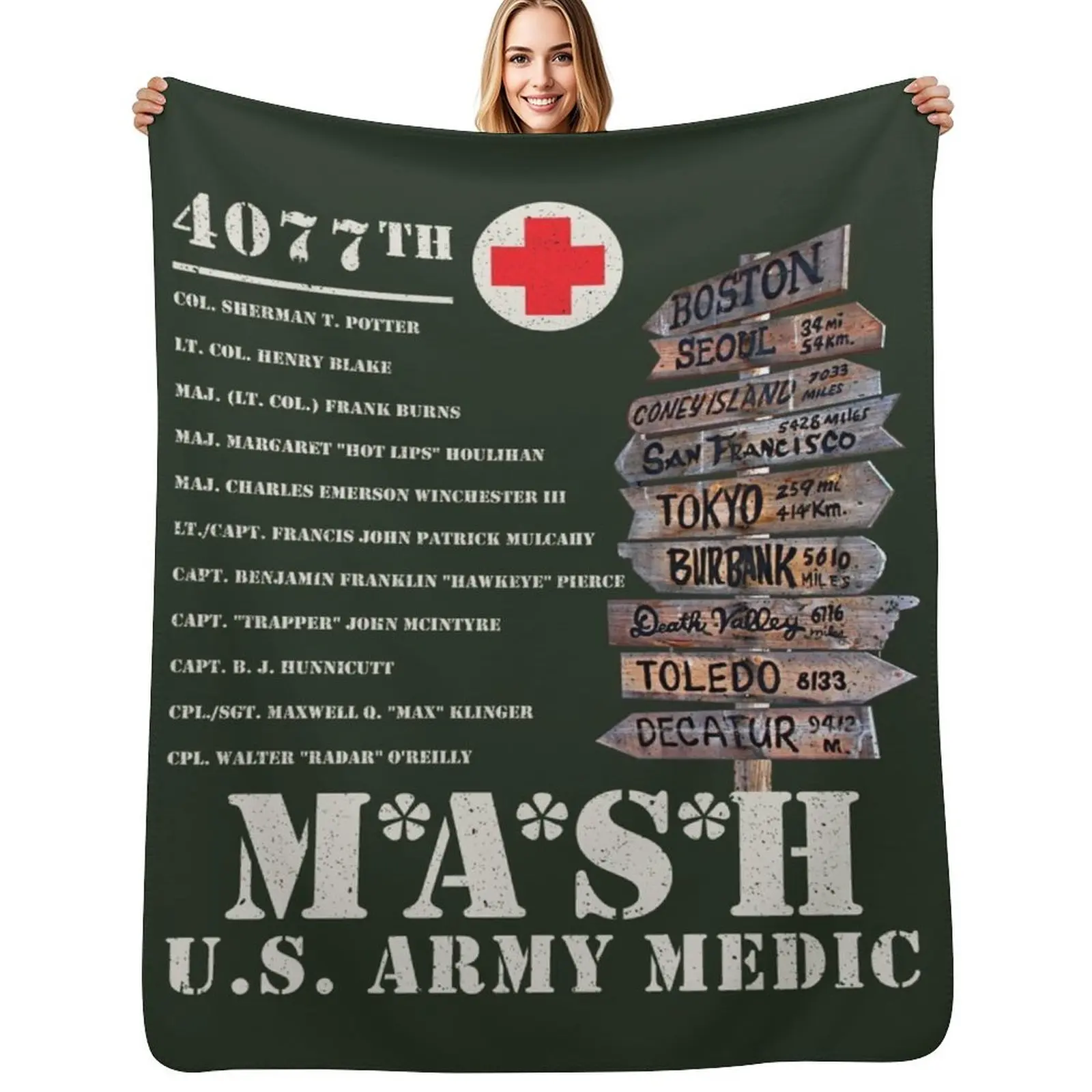 

Mash TV Show Signpost Throw Blanket Soft Comfort Blanket for Reading Watching TV