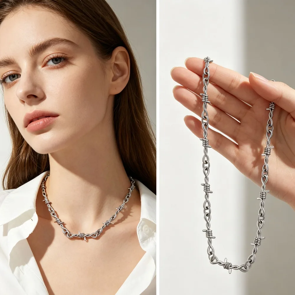 Creative Retro Thorn Barbed Collarbone Chain Unisex Necklace Bracelet Fashion Jewelry Daily Party Birthday Holiday Gift