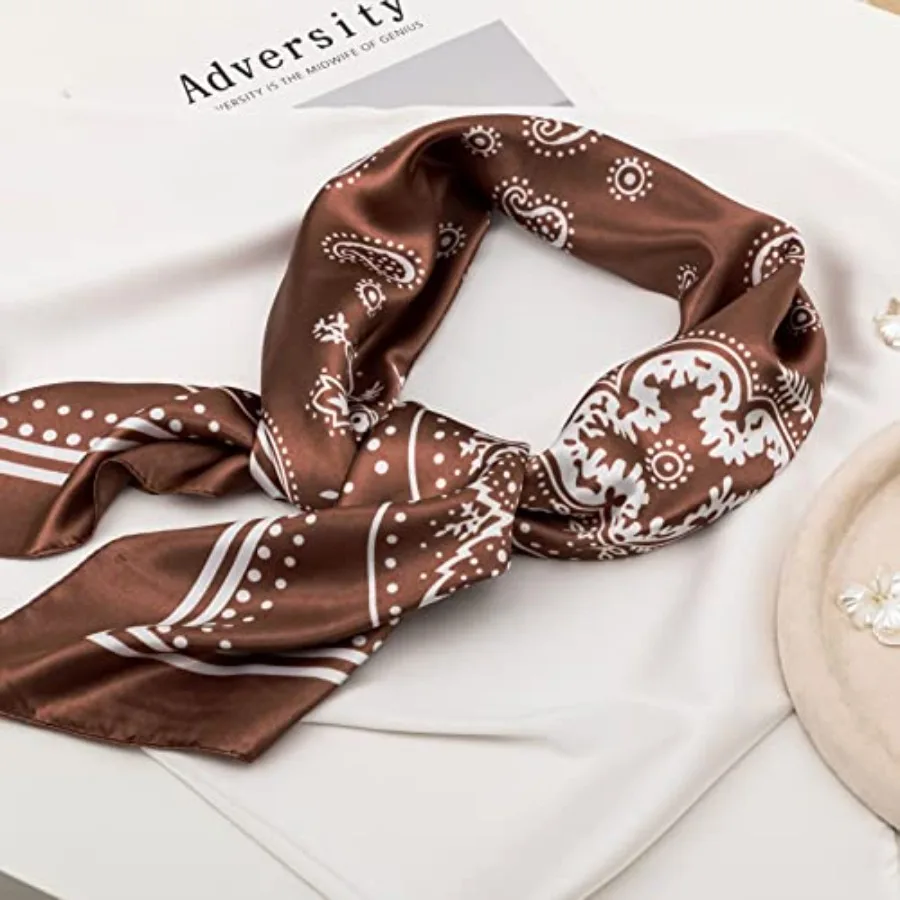 4 шт. платок на голову для женщин 35 шелковых атласных шарфов на шею квадратные банданы для волос идеально подходят для сна и повседневного ношения мягкие Comfo