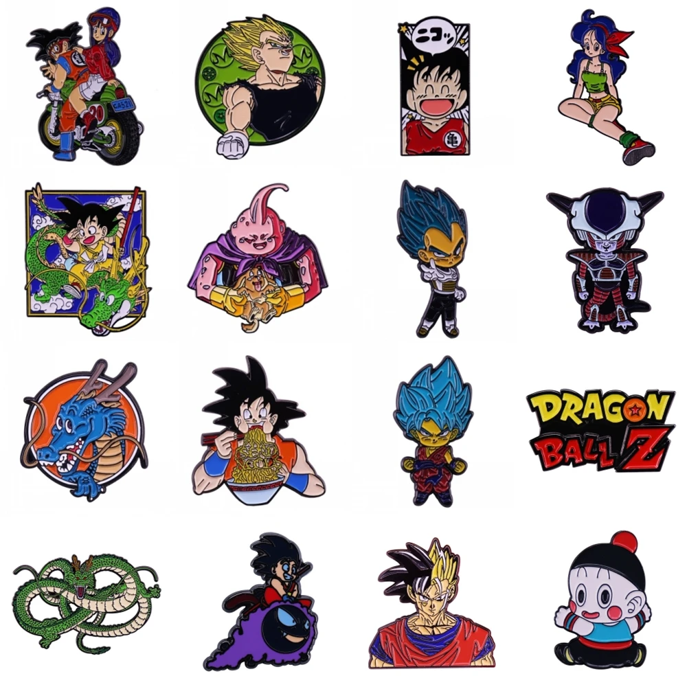 Anime DRAGON BALL Son Goku Kakarotto Krillin Bejīta Yonsei Chaoz Ranchi Cosplay Props Metal Badge Pin Alloy Brooch Accessories